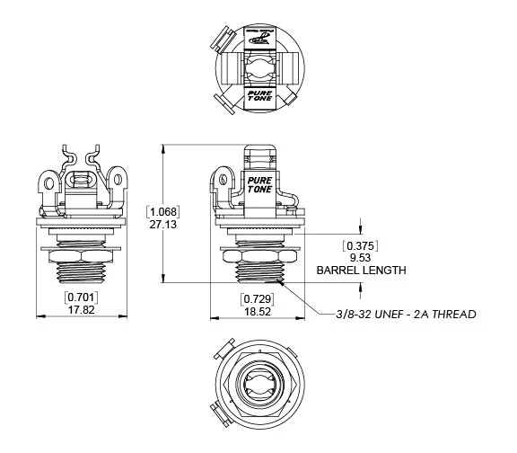 Pure Tone Mono Output Jack, Gold - Image 3